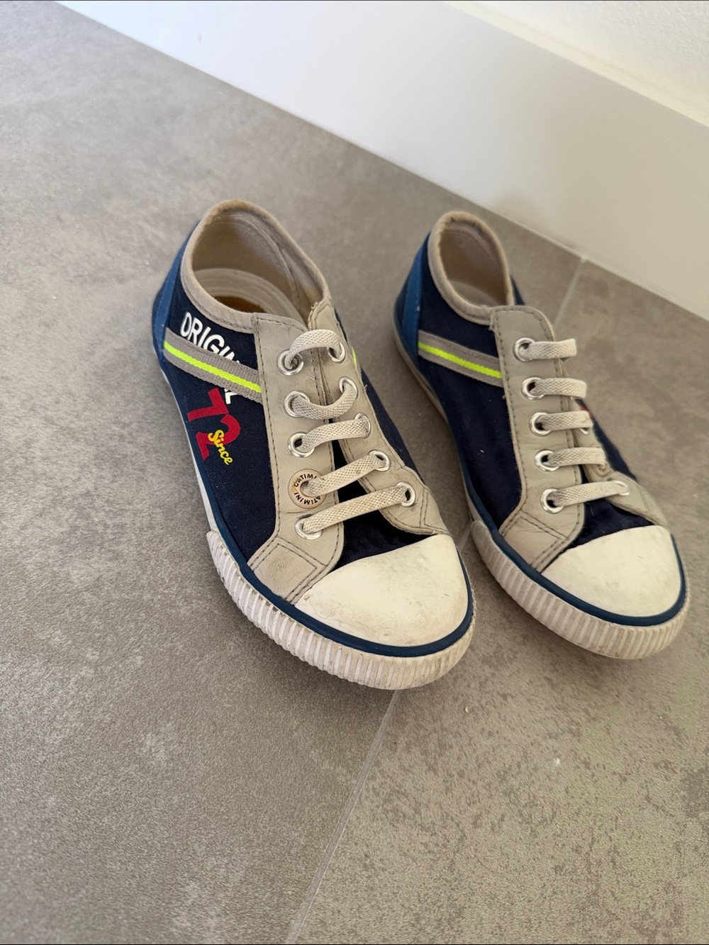 Catimini Kids Navy & Beige Canvas Sneakers - made in France
